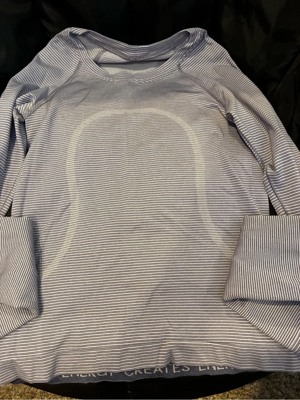 Lululemon Striped Long Sleeve Athletic Top - Light Gray/purple & White